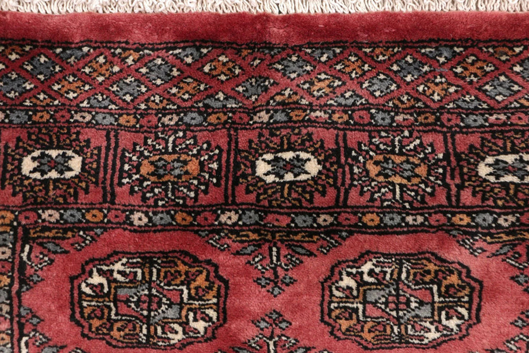 Red Bokhara Rug 2' 8" x 14' 6" Hand-Knotted | No. QA23586