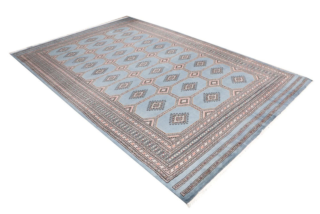 Light Slate Grey Pakistani Jaldar Rug 6' 8" x 10' 1" Hand-Knotted | No. QA23705