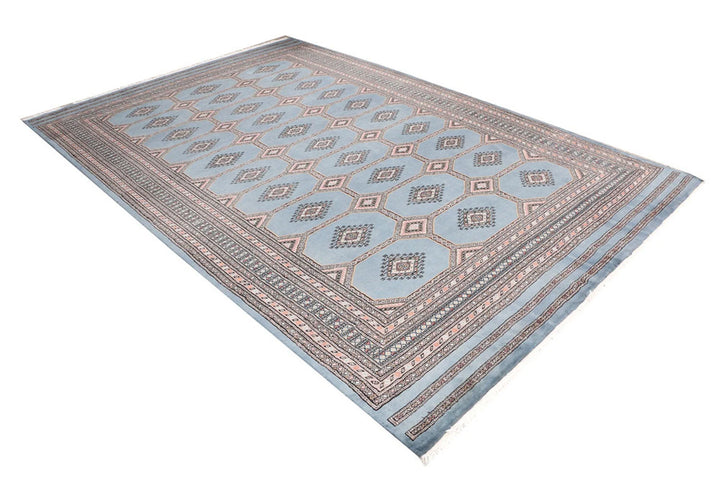 Light Slate Grey Pakistani Jaldar Rug 6' 8" x 10' 1" Hand-Knotted | No. QA23705