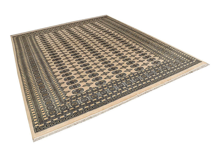 Brown Pakistani Bokhara Rug 8' x 9'10" Hand-Knotted | No. QA23724