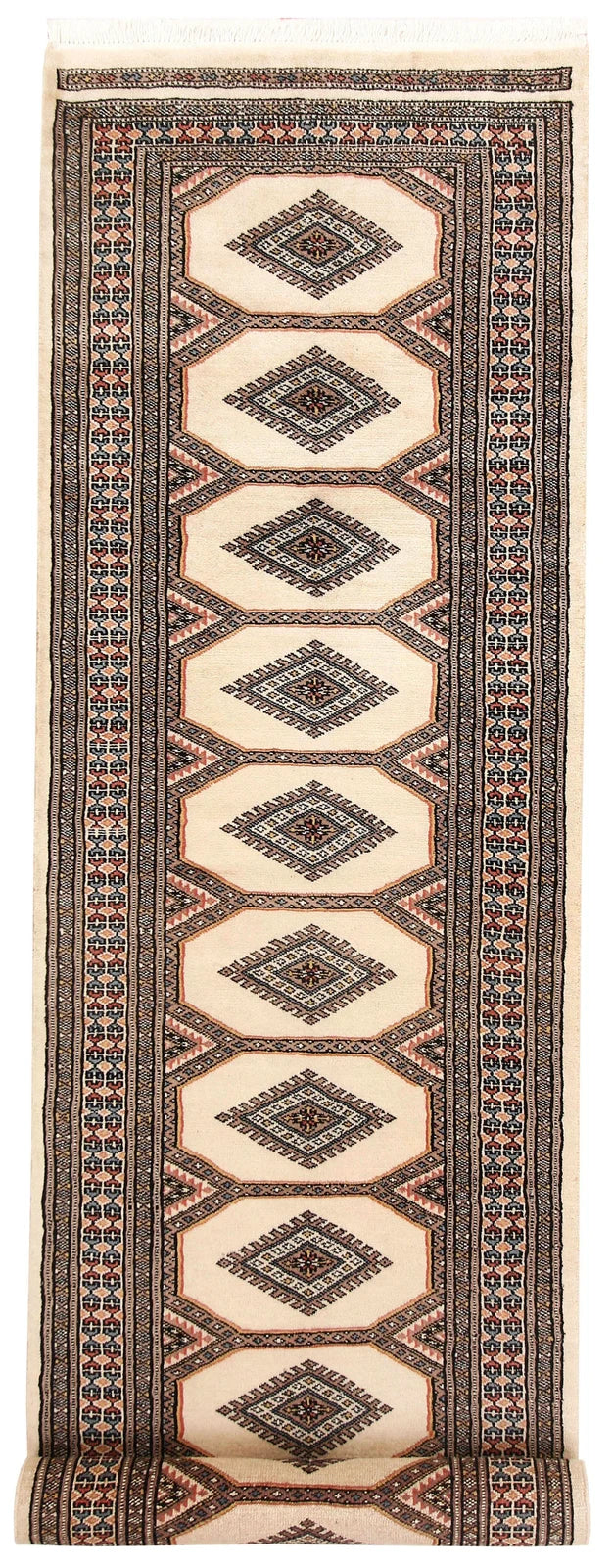 Brown Pakistani Jaldar Runner Rug 2' 4" x 9' 1" Hand-Knotted | No. QA23739