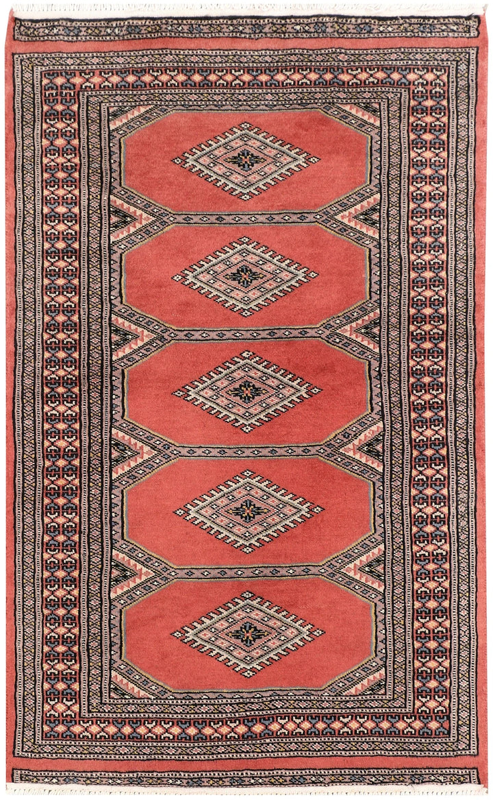 Red Pakistani Jaldar Rug 2' 6" x 4' Hand-Knotted | No. QA23746