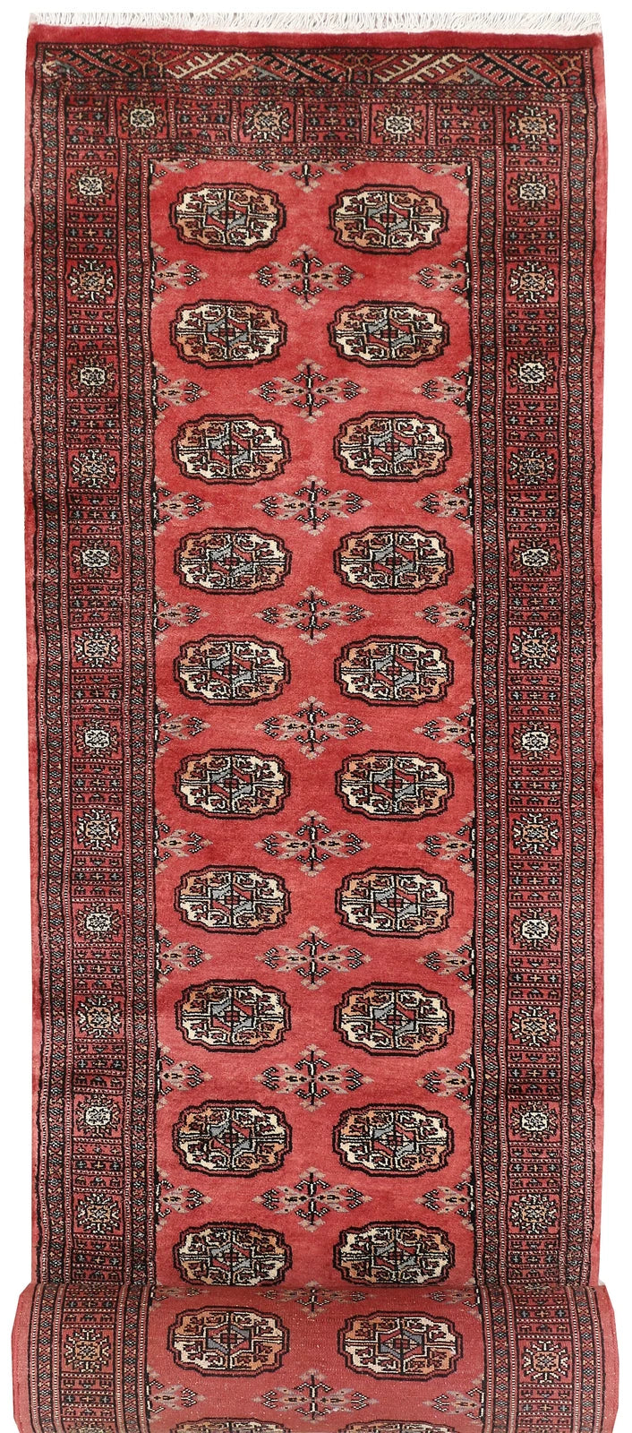 Red Bokhara Rug 2'6" x 14'1" Hand-Knotted | No. QA23757