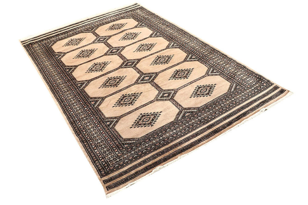 Brown Pakistani Jaldar Rug 4' 6" x 6' 11" Hand-Knotted | No. QA23759