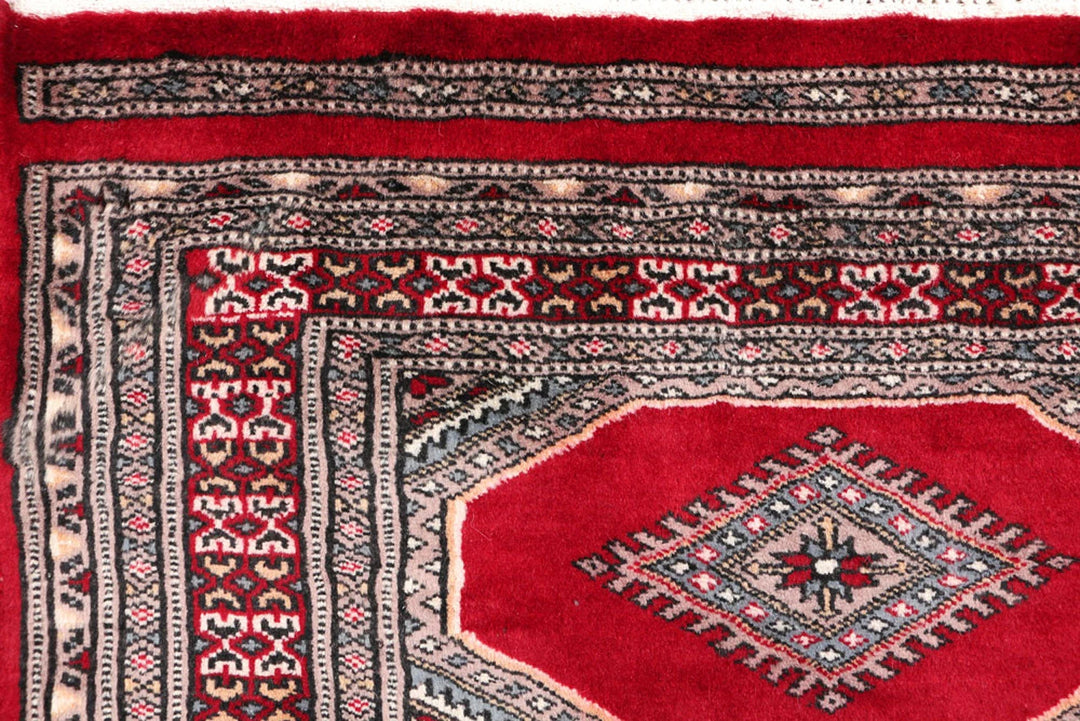 Red Pakistani Jaldar Rug 2' 7" x 4' 2" Hand-Knotted | No. QA23762