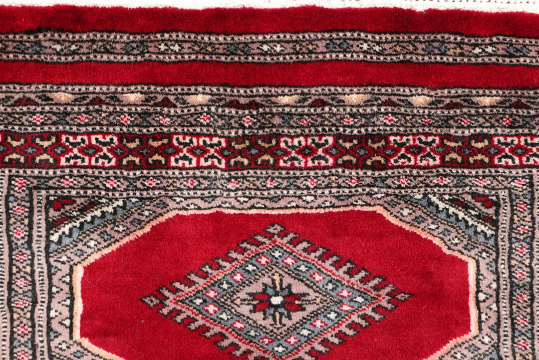 Red Pakistani Jaldar Rug 2' 7" x 4' 2" Hand-Knotted | No. QA23762