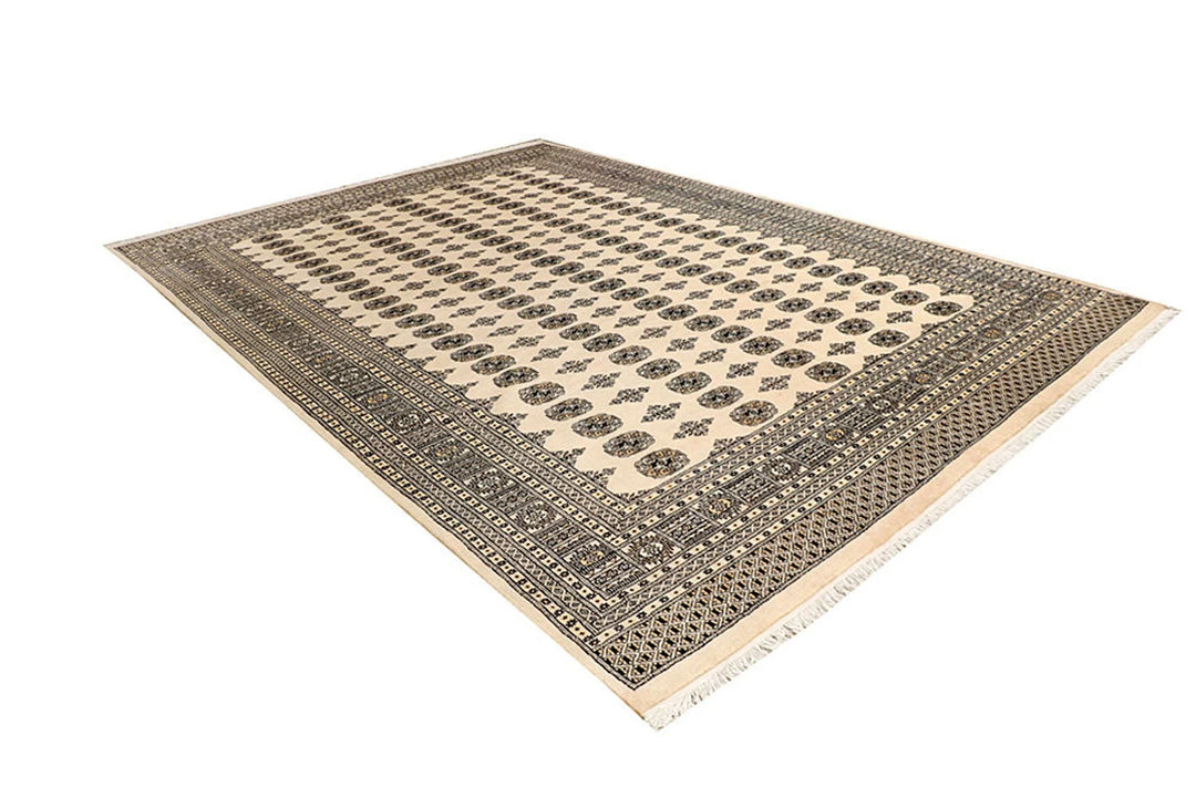 Brown Pakistani Bokhara Rug 9' 1" x 11' 11" Hand-Knotted | No. QA23860