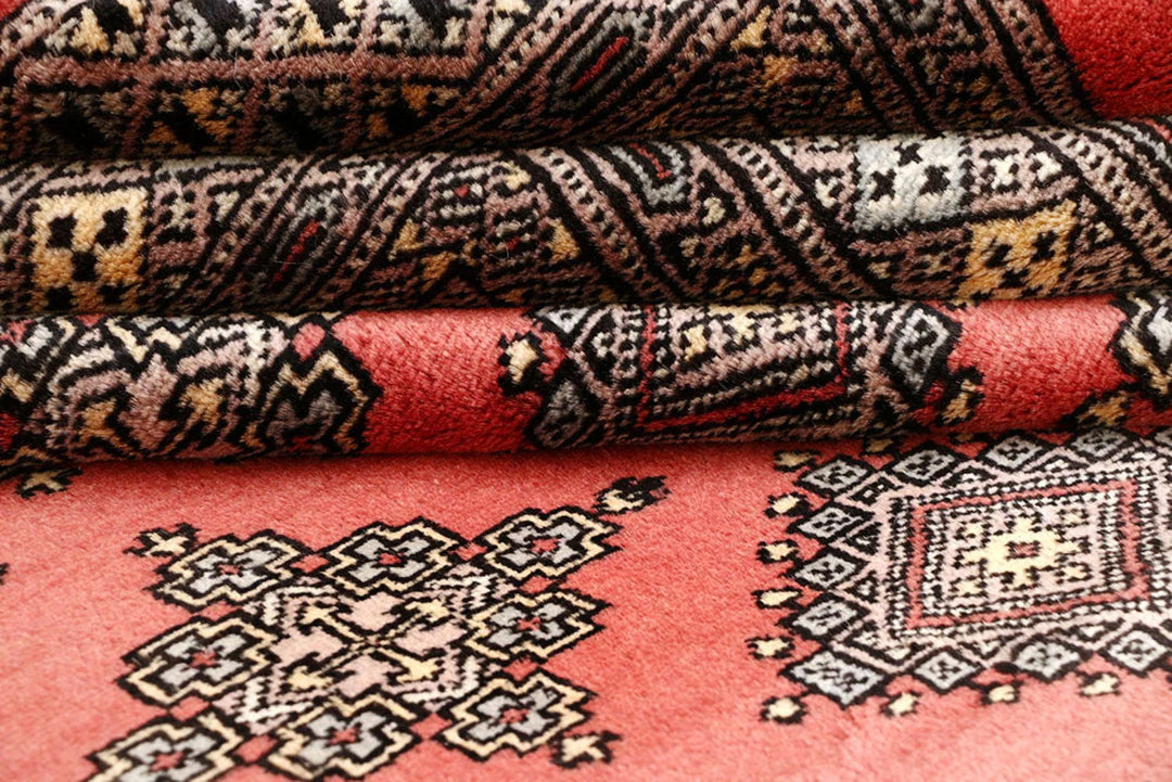 Salmon Pakistani Bokhara Rug 10' x 13'11" Hand-Knotted | No. QA23861