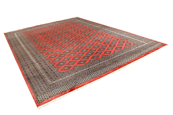 Salmon Pakistani Bokhara Rug 10' x 13'11" Hand-Knotted | No. QA23861