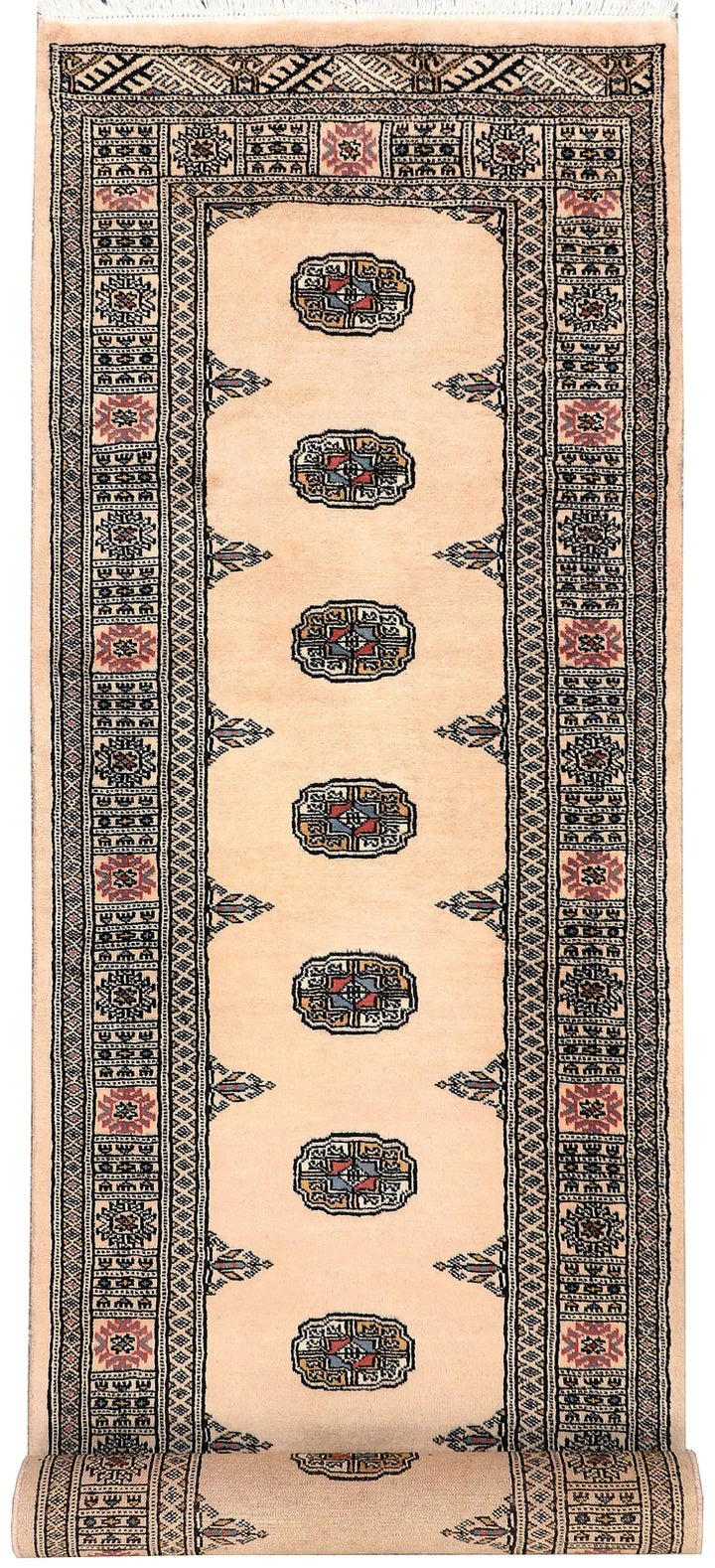 Brown Pakistani Bokhara Rug 2' 7" x 10' Hand-Knotted | No. QA23871