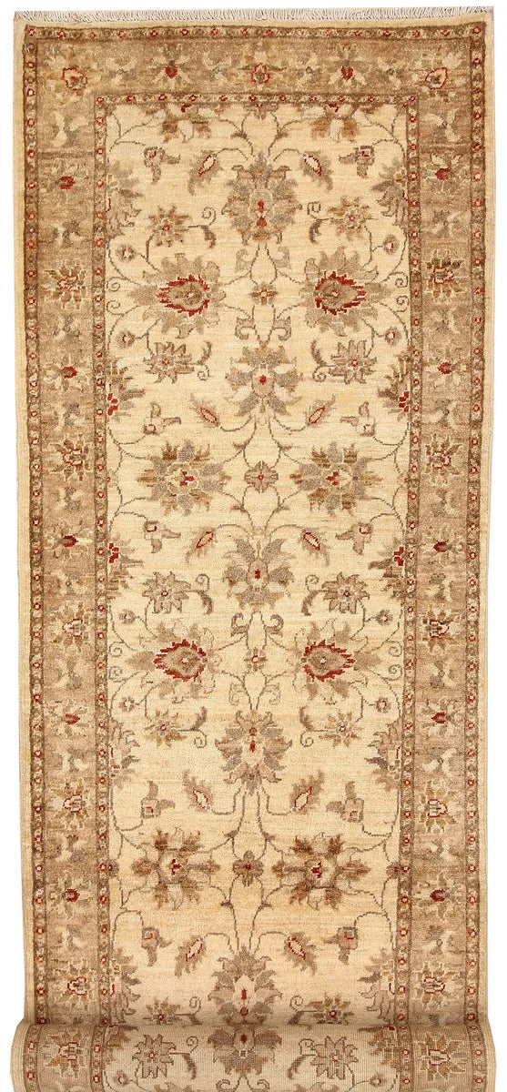 Brown Afghan Ziegler Rug 2' 9" x 9' 7" Hand-Knotted | No. QA23929