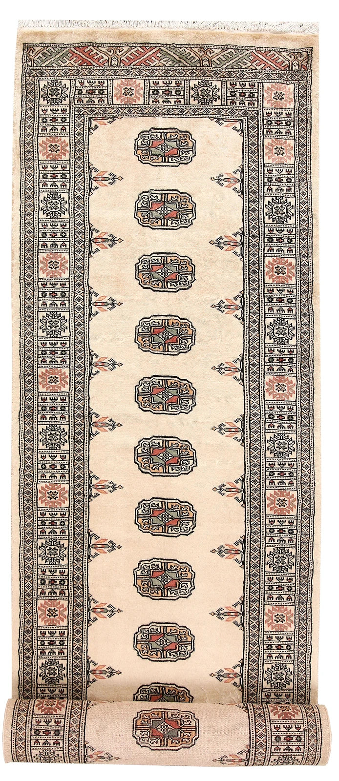 Brown Bokhara Rug 2' 7" x 12' 10" Hand-Knotted | No. QA23937