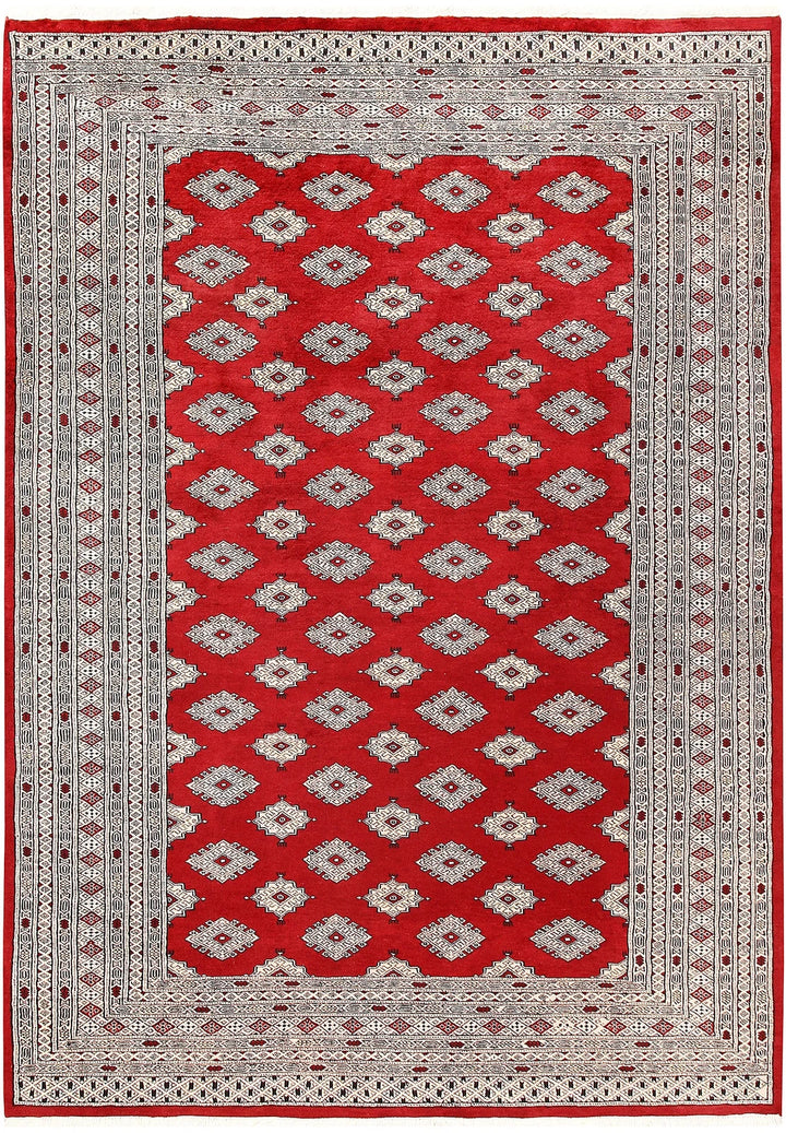 Firebrick Red Pakistani Jaldar Rug 5' 11" x 8' 6" Hand-Knotted | No. QA24083