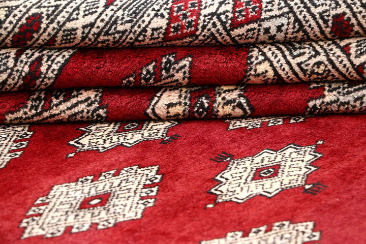 Firebrick Red Pakistani Jaldar Rug 5' 11" x 8' 6" Hand-Knotted | No. QA24083