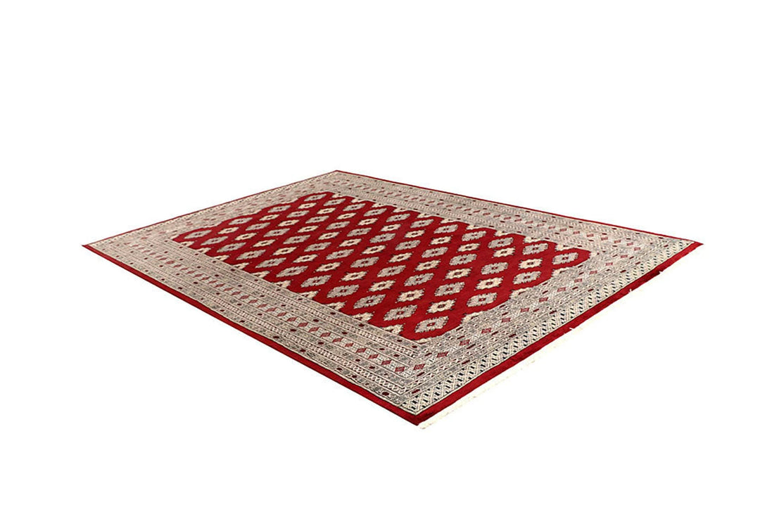 Firebrick Red Pakistani Jaldar Rug 5' 11" x 8' 6" Hand-Knotted | No. QA24083