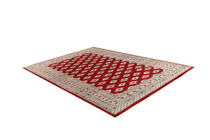 Firebrick Red Pakistani Jaldar Rug 5' 11" x 8' 6" Hand-Knotted | No. QA24083