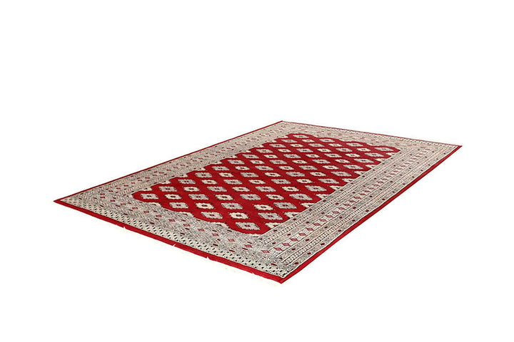 Firebrick Red Pakistani Jaldar Rug 5' 11" x 8' 6" Hand-Knotted | No. QA24083