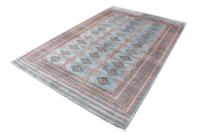Light Slate Grey Pakistani Jaldar Rug 6' 7" x 10' Hand-Knotted | No. QA24203