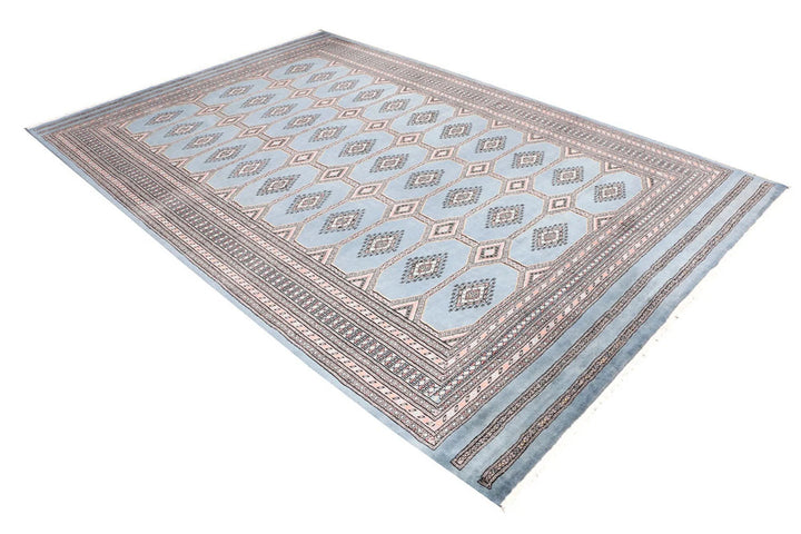 Light Slate Grey Pakistani Jaldar Rug 6' 7" x 10' Hand-Knotted | No. QA24203