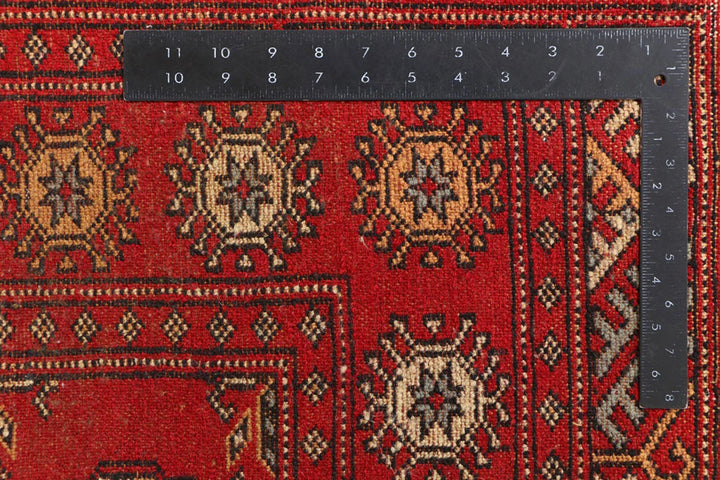 Red Pakistani Bokhara Rug 3' 2" x 6' Hand-Knotted | No. QA24223