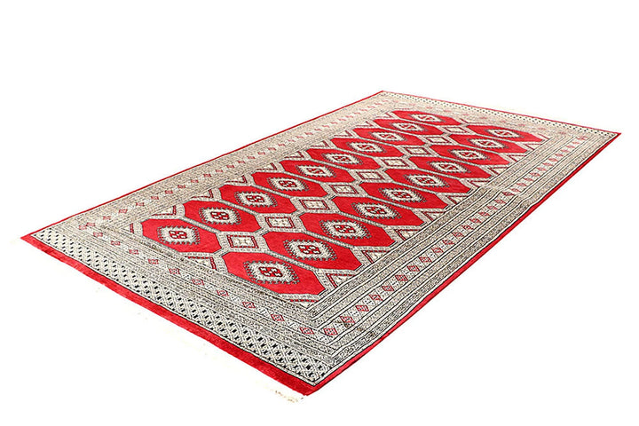 Red Pakistani Jaldar Rug 5' 1" x 8' 9" Hand-Knotted | No. QA24249