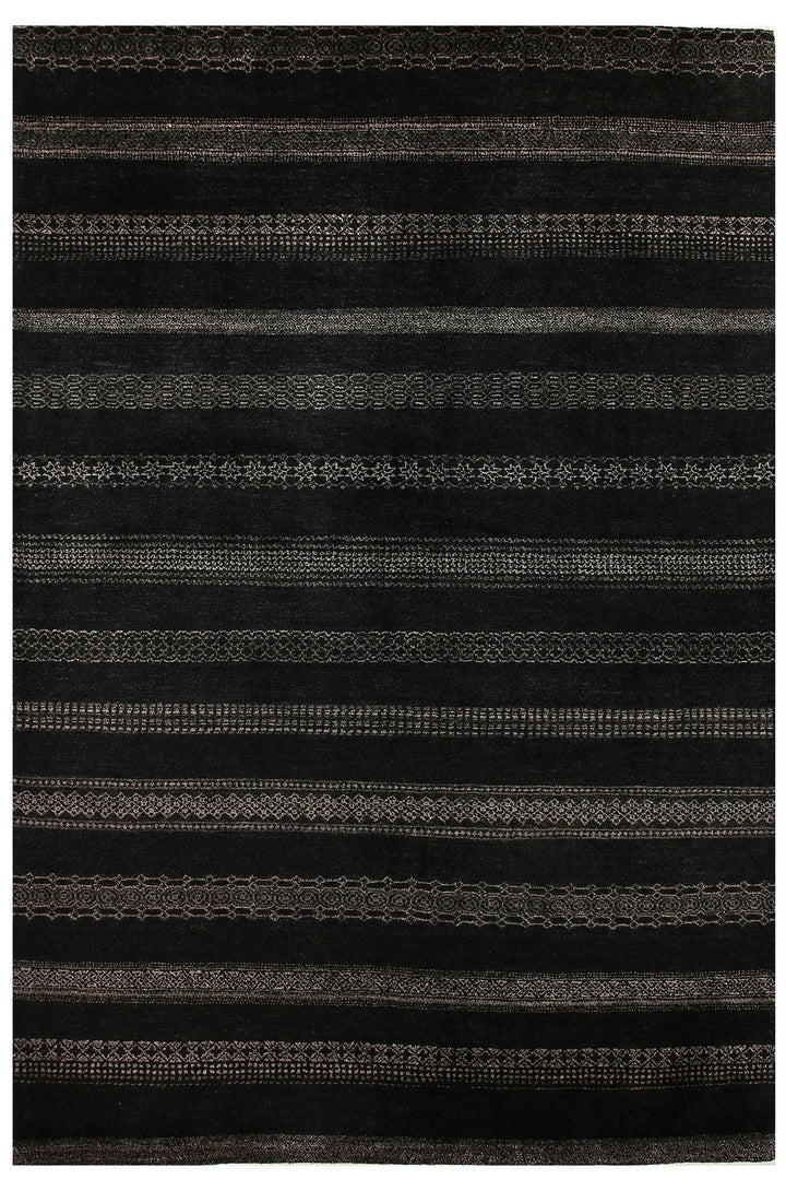 Grey Pakistani Gabbeh Rug 5' 7" x 8' 2" Hand-Knotted | No. QA24429