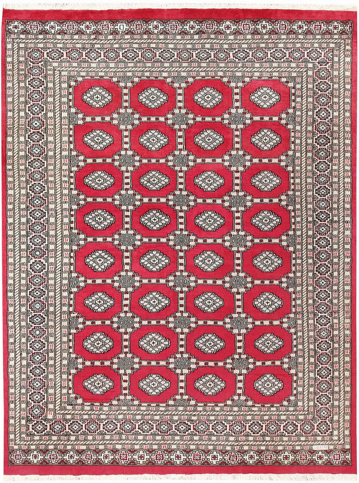Crimson Pakistani Jaldar Rug 6' 6" x 8' 7" Hand-Knotted | No. QA24447