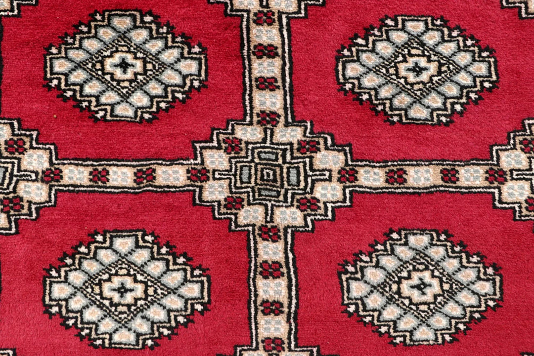 Crimson Pakistani Jaldar Rug 6' 6" x 8' 7" Hand-Knotted | No. QA24447