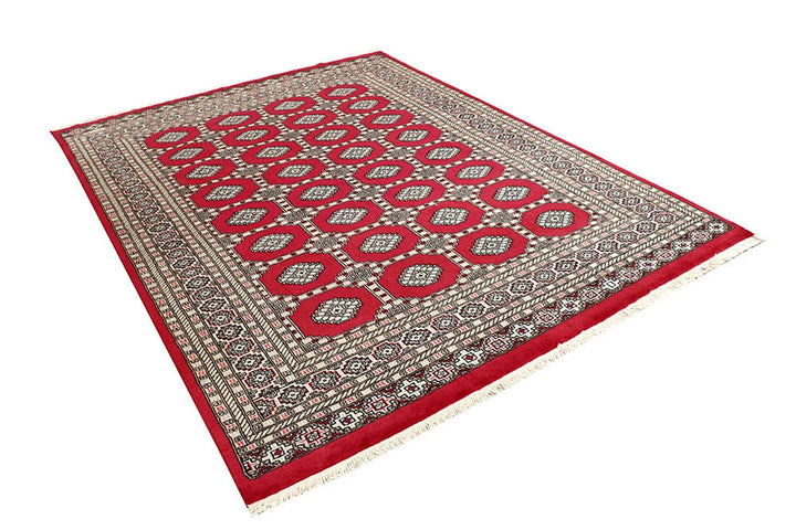 Crimson Pakistani Jaldar Rug 6' 6" x 8' 7" Hand-Knotted | No. QA24447