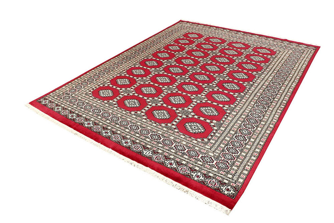 Crimson Pakistani Jaldar Rug 6' 6" x 8' 7" Hand-Knotted | No. QA24447