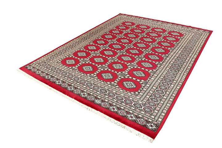 Crimson Pakistani Jaldar Rug 6' 6" x 8' 7" Hand-Knotted | No. QA24447
