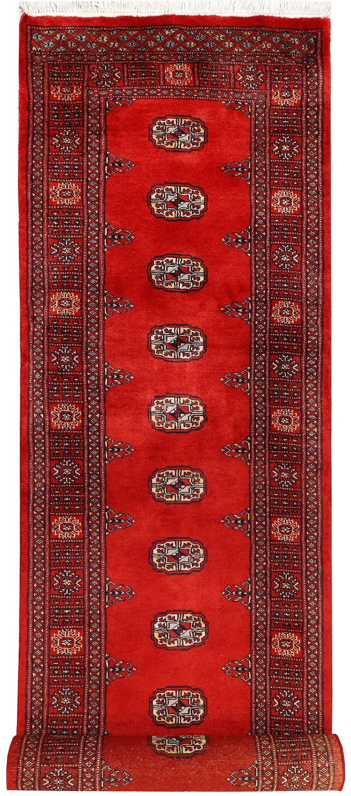 Red Bokhara Rug 2' 7" x 10' 7" Hand-Knotted | No. QA24455