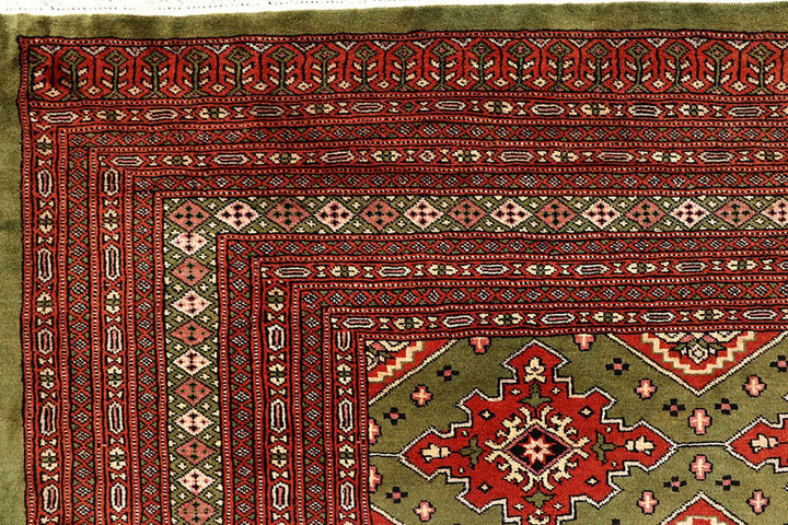 Olive Pakistani Jaldar Rug 8' x 11' 1" Hand-Knotted | No. QA24560