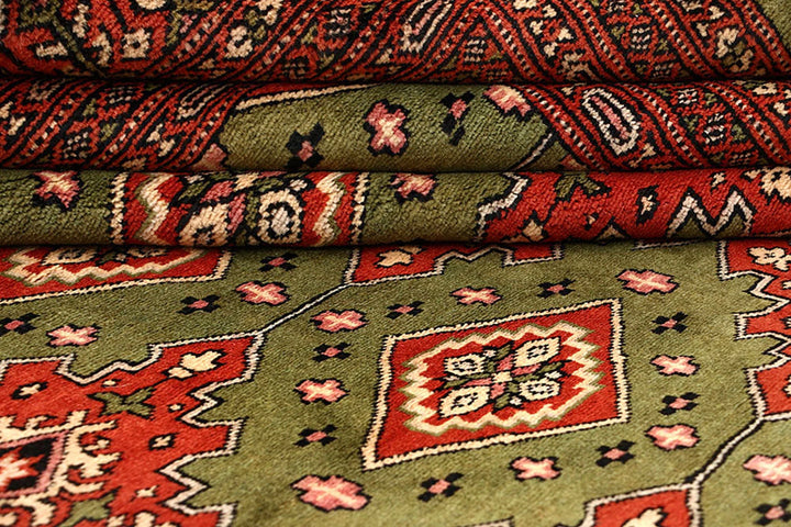 Olive Pakistani Jaldar Rug 8' x 11' 1" Hand-Knotted | No. QA24560