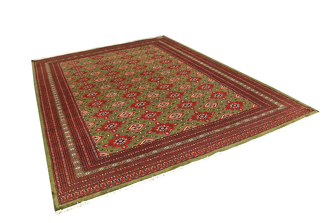 Olive Pakistani Jaldar Rug 8' x 11' 1" Hand-Knotted | No. QA24560