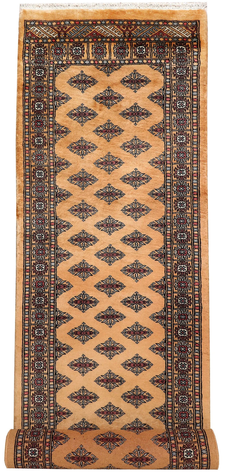 Sandy Brown Pakistani Butterfly Rug 2' 7" x 11' 3" Hand-Knotted | No. QA24577