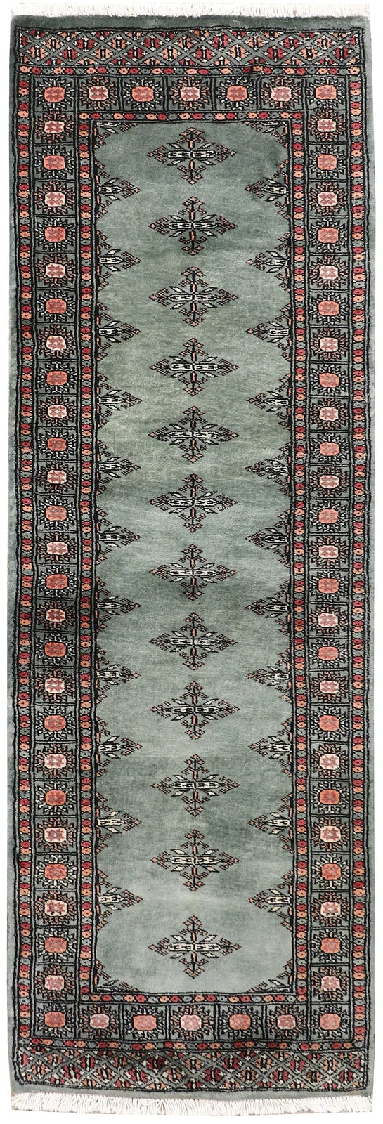 Dark Olive Green Pakistani Butterfly Rug 2' x 6' 3" Hand-Knotted | No. QA24656