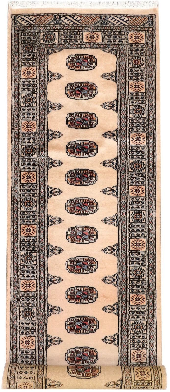 Brown Pakistani Bokhara Rug 2' 6" x 9' 9" Hand-Knotted | No. QA24754