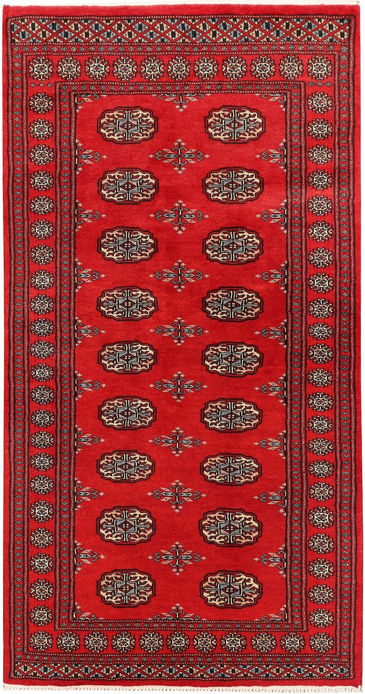Dark Red Pakistani Bokhara Rug 3' 1" x 5' 10" Hand-Knotted | No. QA24786
