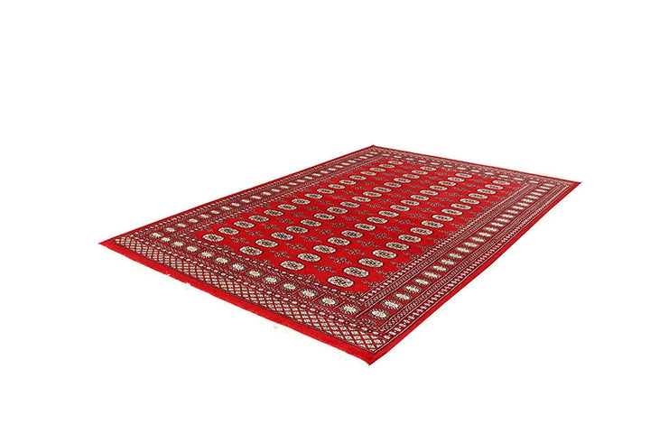 Red Pakistani Bokhara Rug 6' x 9' Hand-Knotted | No. QA24811