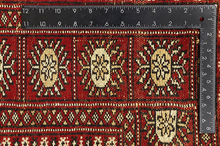 Red Pakistani Bokhara Rug 6' x 9' Hand-Knotted | No. QA24811