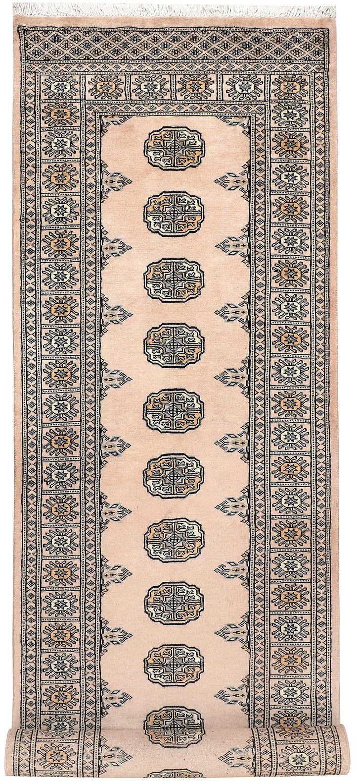 Brown Pakistani Bokhara Rug 2' 7" x 10' 2" Hand-Knotted | No. QA24929