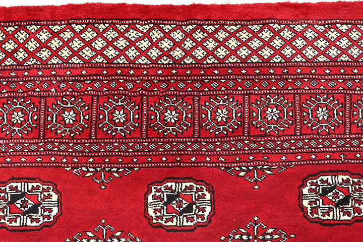 Red Pakistani Bokhara Rug 5' 7" x 8' Hand-Knotted | No. QA25052