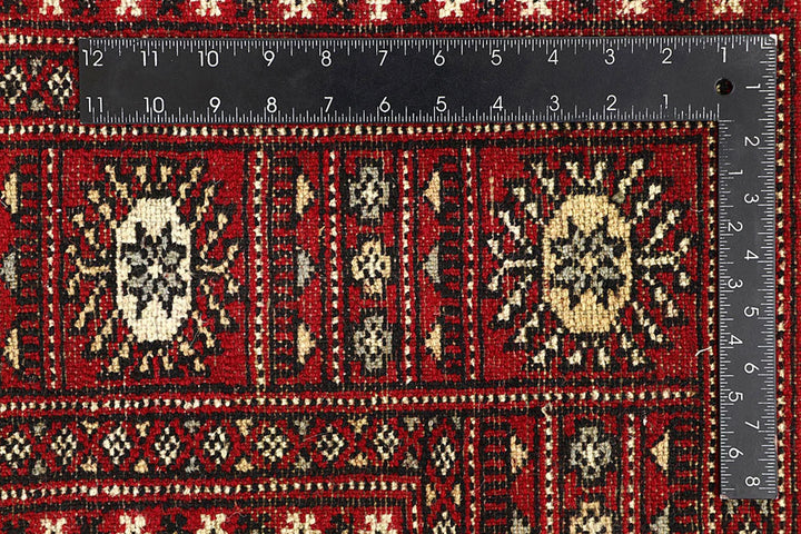 Red Pakistani Bokhara Rug 5' 11" x 8' 8" Hand-Knotted | No. QA25056