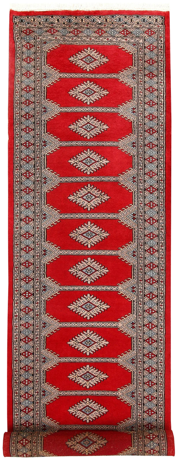 Red Pakistani Jaldar Rug 2' 5" x 9' 2" Hand-Knotted | No. QA25118