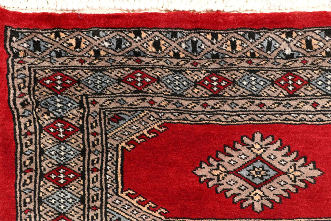 Red Pakistani Jaldar Rug 2' 5" x 9' 2" Hand-Knotted | No. QA25118