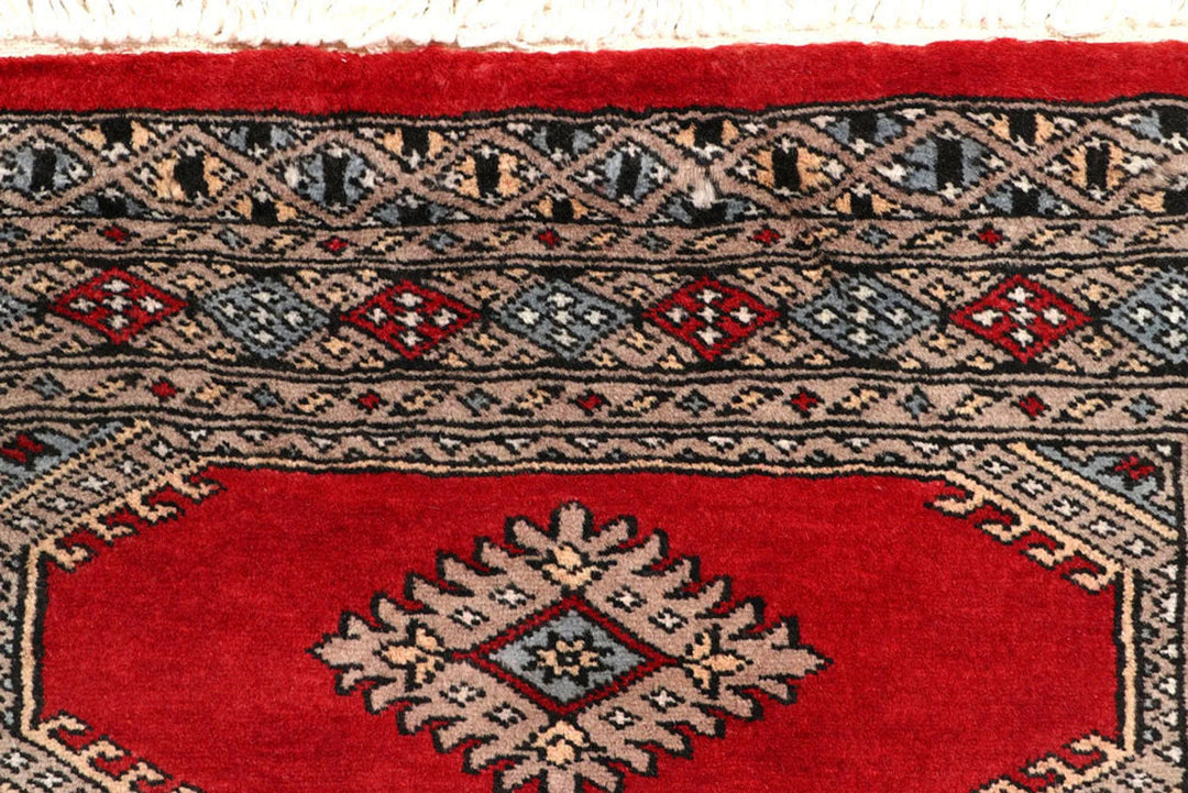 Red Pakistani Jaldar Rug 2' 5" x 9' 2" Hand-Knotted | No. QA25118