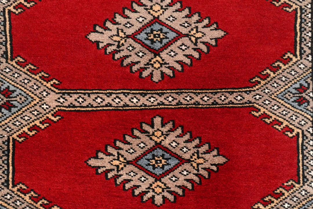 Red Pakistani Jaldar Rug 2' 5" x 9' 2" Hand-Knotted | No. QA25118