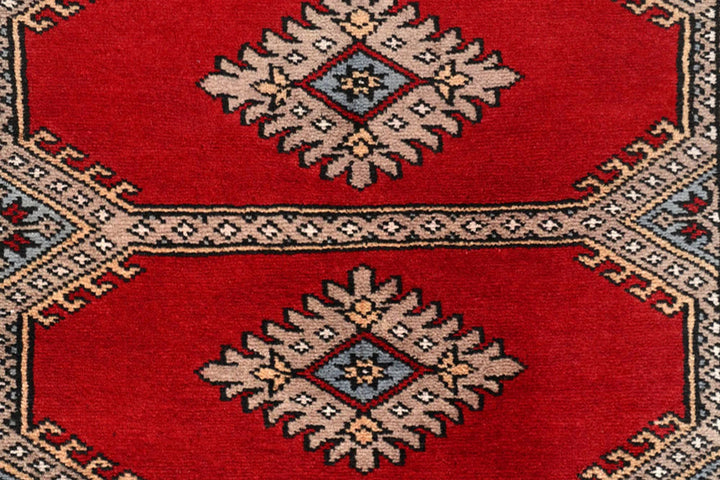 Red Pakistani Jaldar Rug 2' 5" x 9' 2" Hand-Knotted | No. QA25118