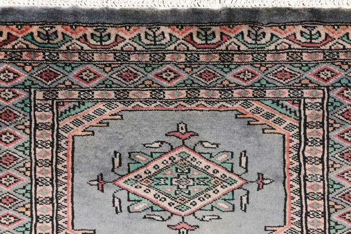Dark Grey Pakistani Jaldar Runner Rug 2' 1" x 6' Hand-Knotted | No. QA25159
